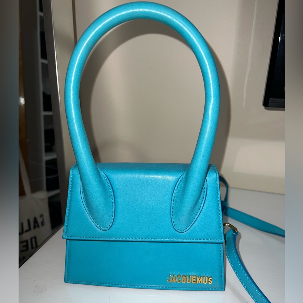 Authentic Jacquemus Le Chiquito Moyen turquoise bag